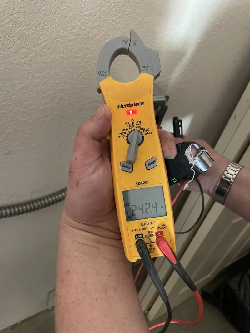 Voltage testing with clamp meter during Hot Tub / Pool Electrical Wiring in Martinez